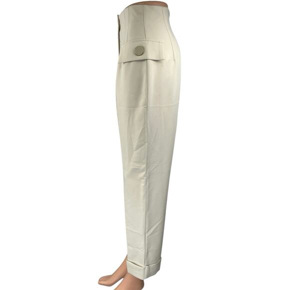 Zara Women's Off White High Waisted Pleated Straight Trouser Dress Pants Size S - Picture 2 of 6